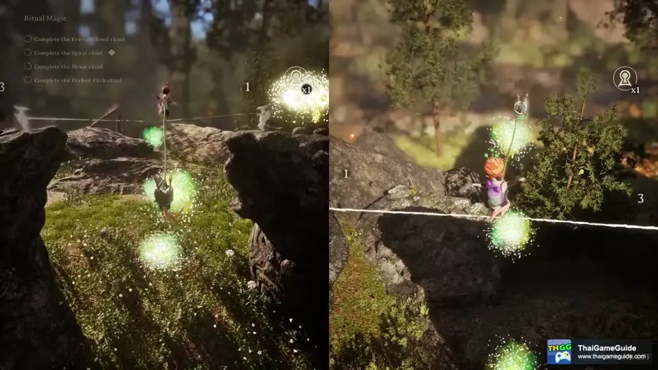 A mouse walking along a rope between rocks during Friendly bond